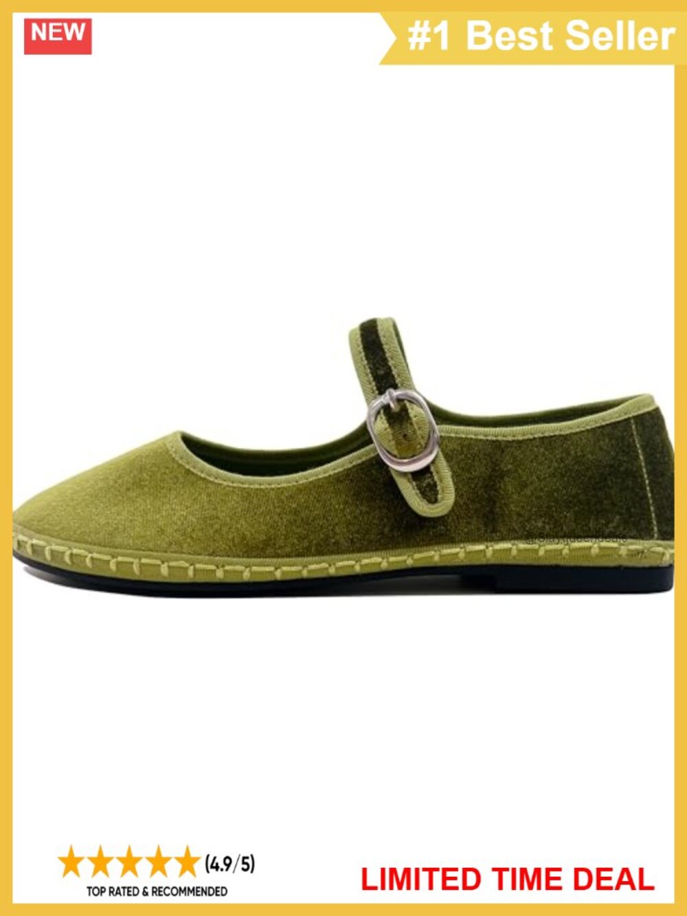 Velvet Mary Jane Ballet Flats Round Toe Ankle Strap Cushioned Slip-On Shoes
